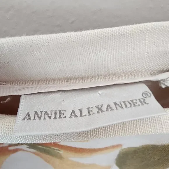 Annie Alexander Floral Wide Leg Hise Rise Linen Pants 14 Cream Orange Trousers - Picture 5 of 9